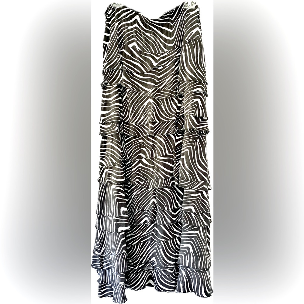 Soft Surroundings Tiered Zebra Print Maxi Skirt Tall L